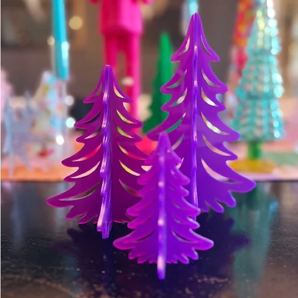 NIB : Terrific Acrylic Tree Set of 3 - Purple - Picture 1 of 2